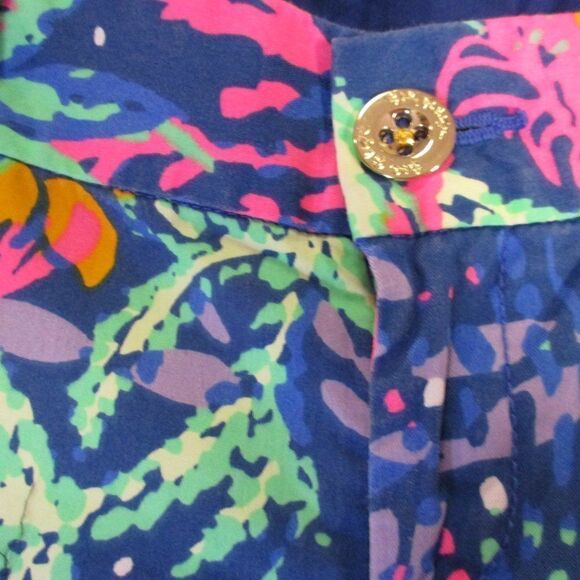 Lilly Pulitzer Blue Neon Pink Callahan Shorts 00 - Picture 3 of 6